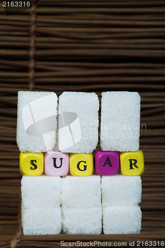 Image of Sugar lumps and text