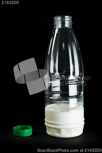 Image of Plastic transparent bottle with milk