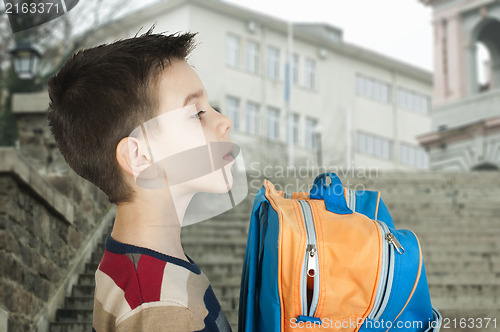 Image of Boy with schoolbag