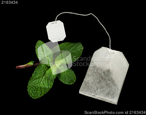 Image of Tea bag and fresh mint