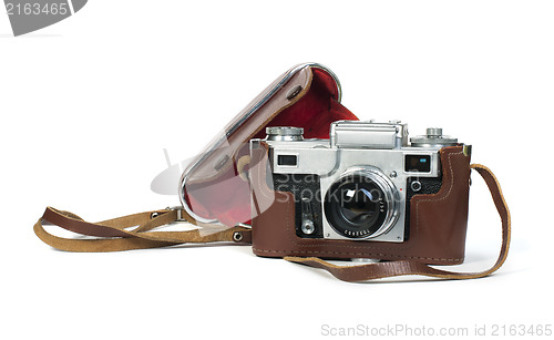 Image of Old vintage camera white isolated