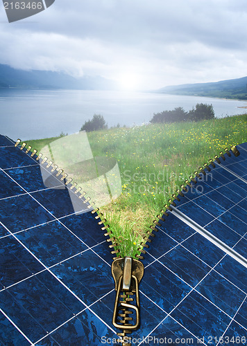 Image of Ecology conception with solar panels
