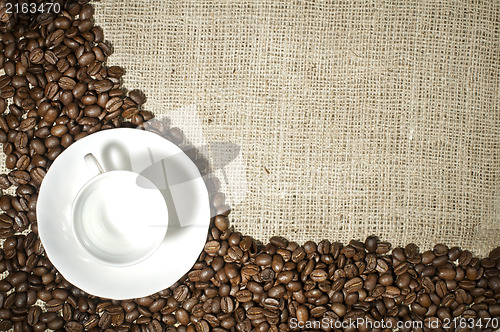 Image of Cup of coffee and coffee beans