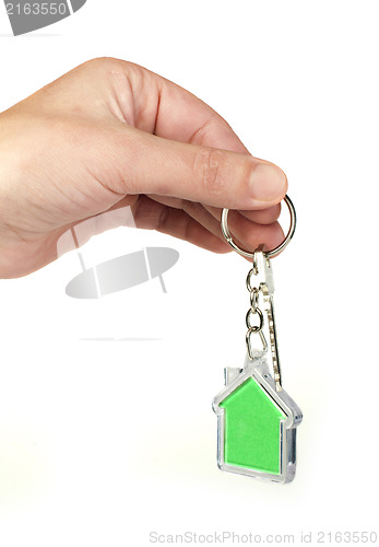 Image of Keychain with figure of green house