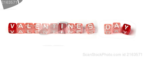 Image of Words valentines day on multicolored cubes