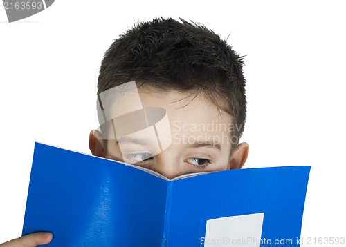 Image of Child with notebook in front of the face