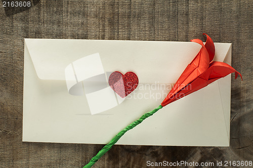 Image of Red hearts and white envelope 