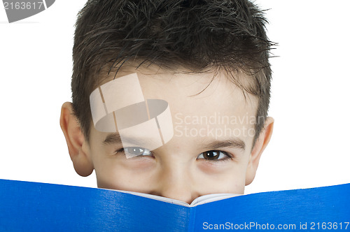 Image of Child with notebook in front of the face