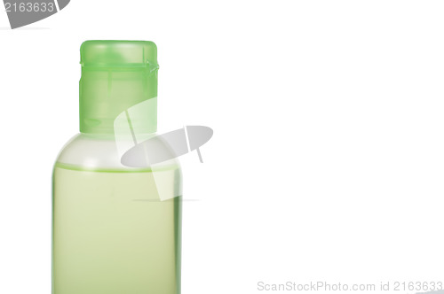 Image of Green transparent cosmetic bottle