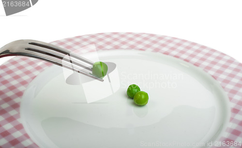 Image of Plate with peas and centimeter measure