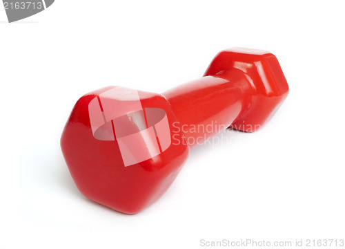 Image of Red dumbbell white isolated