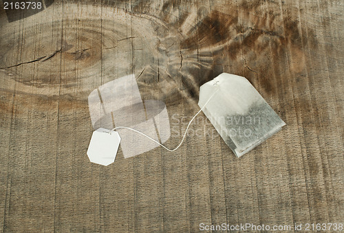 Image of Tea bag with white label