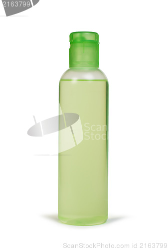 Image of Green transparent cosmetic bottle