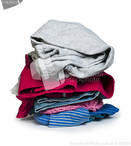Image of Pile of clothes white isolated