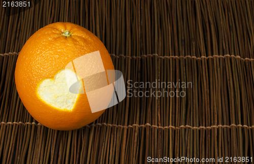 Image of Heart shape carved in orange peel