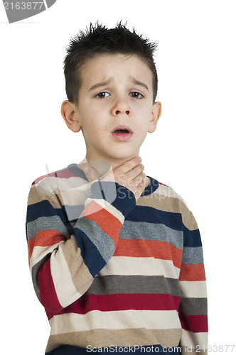 Image of Child have sore throat sick