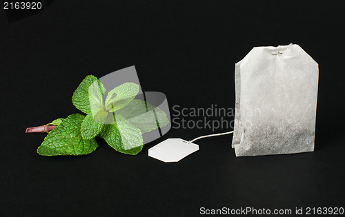 Image of Tea bag and fresh mint