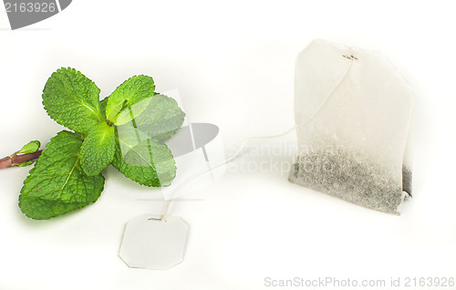 Image of Tea bag and fresh mint