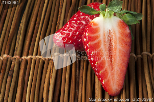 Image of Strawberries on wooden base