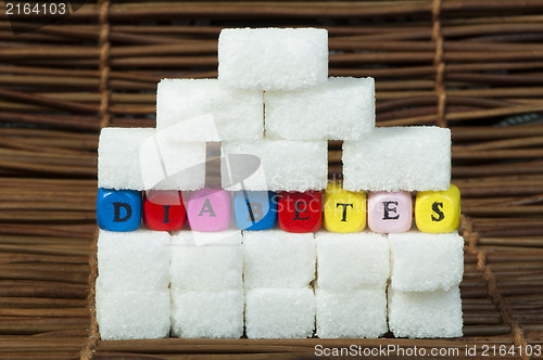 Image of Sugar lumps and word diabetes