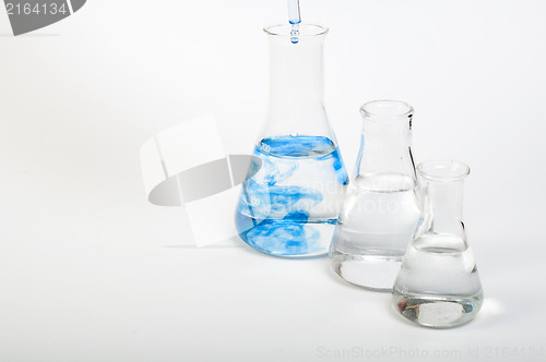 Image of Laboratory equipment and color chemicals