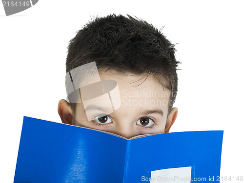Image of Child with notebook in front of the face
