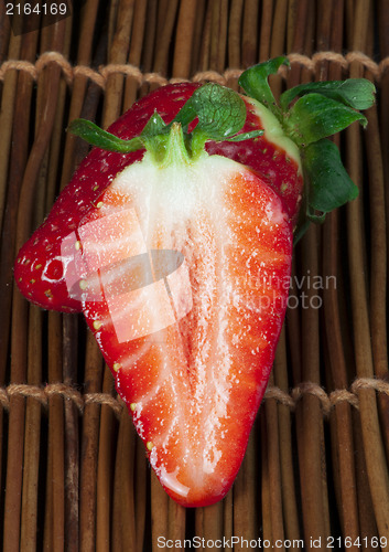 Image of Strawberries on wooden base