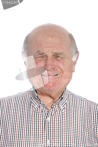 Image of Frightened senior man crying, portrait