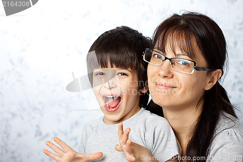 Image of happy mother and son