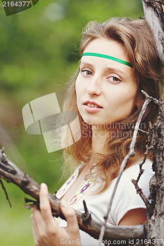 Image of Beautiful girl with ribbons