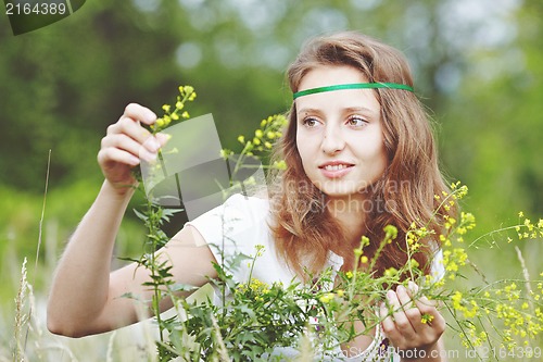 Image of Beautiful girl with ribbons