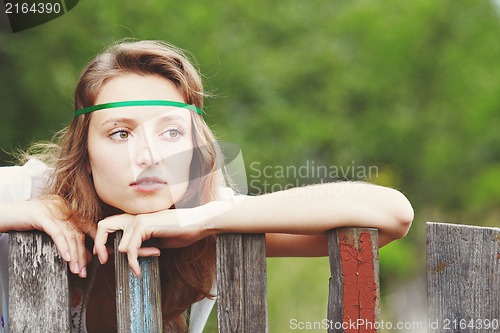 Image of Beautiful girl with ribbons