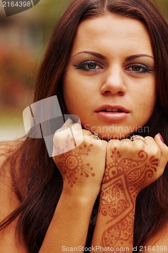 Image of Beautiful girl painted Mehandi