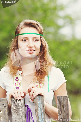 Image of Beautiful girl with ribbons