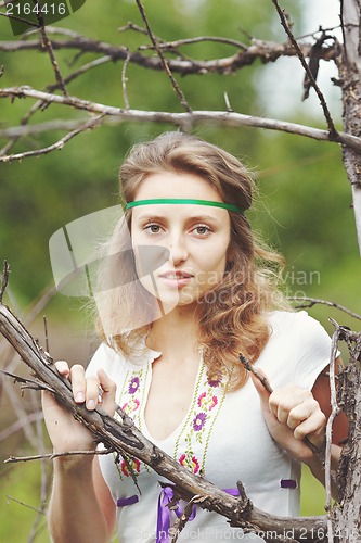 Image of Beautiful girl with ribbons