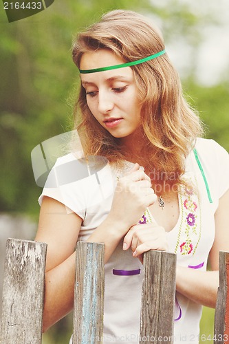 Image of Beautiful girl with ribbons