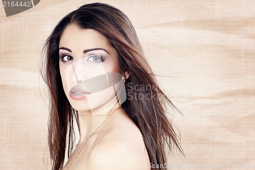 Image of The beautiful girl with fluttering hair