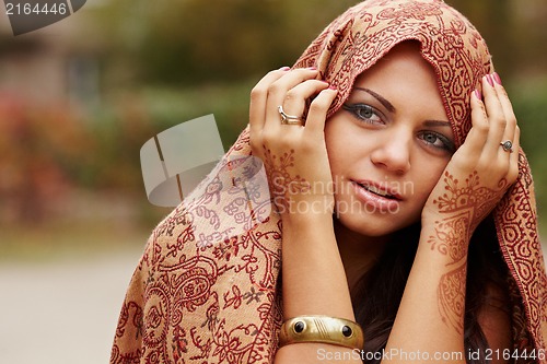 Image of Beautiful girl painted Mehandi