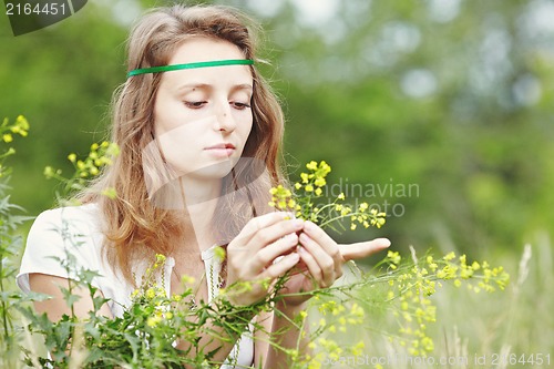 Image of Beautiful girl with ribbons