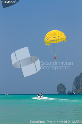 Image of Parachute surfer being hauled by a motorboat