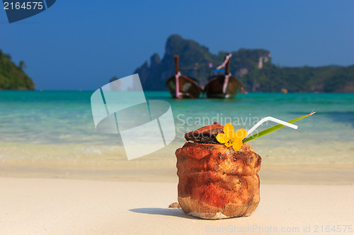 Image of Coconut cocktail on the beach