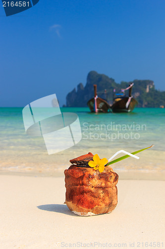 Image of Coconut cocktail on the beach