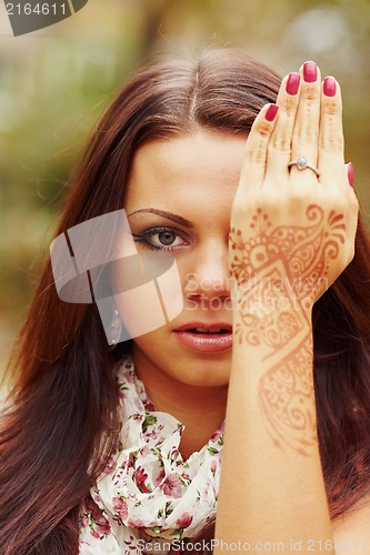 Image of Beautiful girl painted Mehandi