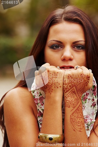 Image of Beautiful girl painted Mehandi