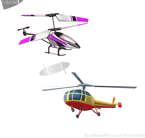 Image of  Helicopter toy model at flight