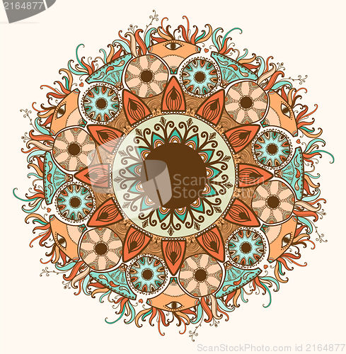 Image of Ornamental round lace pattern.Delicate circle.