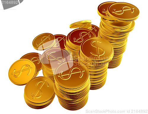 Image of Stacks of gold dollar coins