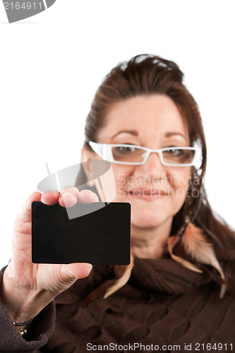 Image of Woman Showing Gift Card