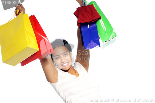 Image of Rejoicing woman with her shopping