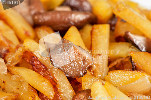 Image of fried potatoes with mushrooms